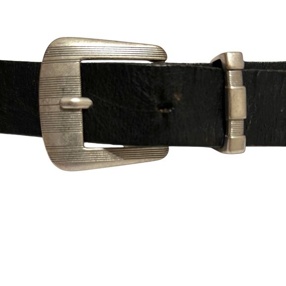 Urban Outfitters Leather Belt Black with Silver Hardware Unisex Small/Medium - Picture 1 of 13